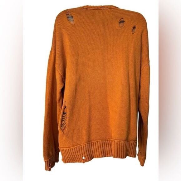 Urban Outfitters Unisex Burnt Orange Distressed Sweater Size M - Picture 3 of 6